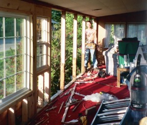 Demolishing the porch 6-15-04